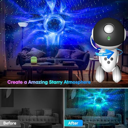 15 in 1 Astronaut Projector Light, Galaxy Star Night Light, Robot Projector Lamp Spaceman Starry Night Light, Timer & Remote Control, for Adult Kid's Bedroom Theater Living Ceiling Decor Best Gift