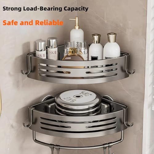 Bathroom Shelf Stainless Steel Shower Caddy Organizer Suction Cup Rustproof Aluminum No Drilling Wall Mounted Storage Rack for Bathroom Shower & Kitchen