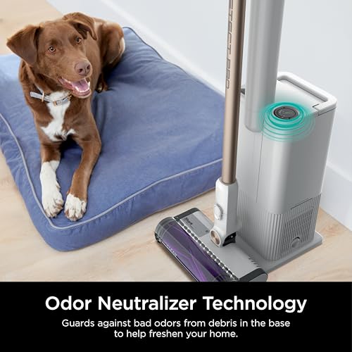 Shark IW3511 Detect Pro Auto-Empty System, Cordless Vacuum with HEPA filter, QuadClean Multi-Surface Brushroll, Up to 60-Minute Runtime, includes 8" Crevice Tool & Pet Multi-Tool, White/Beats Brass