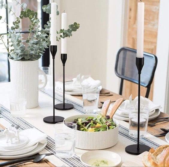 Lobolighting Black Candlesticks Holders Set of 3, Black Taper Candles Holders for Candlestick, Modern Farmhouse Decor Mantle Fireplace Dinner Table Centerpieces Decoration