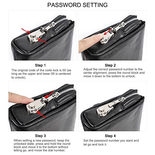 Contacts Genuine Leather Code Lock Clutch Wallet for Men Travel Anti Theft Clutch Bag Wristlet Handbag Organizer