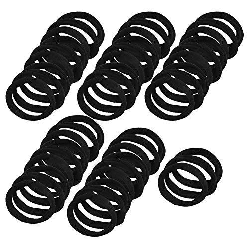 Citihomy Black Hair Ties No Crease,100pcs Elastic Seamless Rubber Hair Bands Not Damage for Toddlers Girls Kids Thick Hair Ponytail Holders Headband Scrunchies Hair Accessories (100PCS)