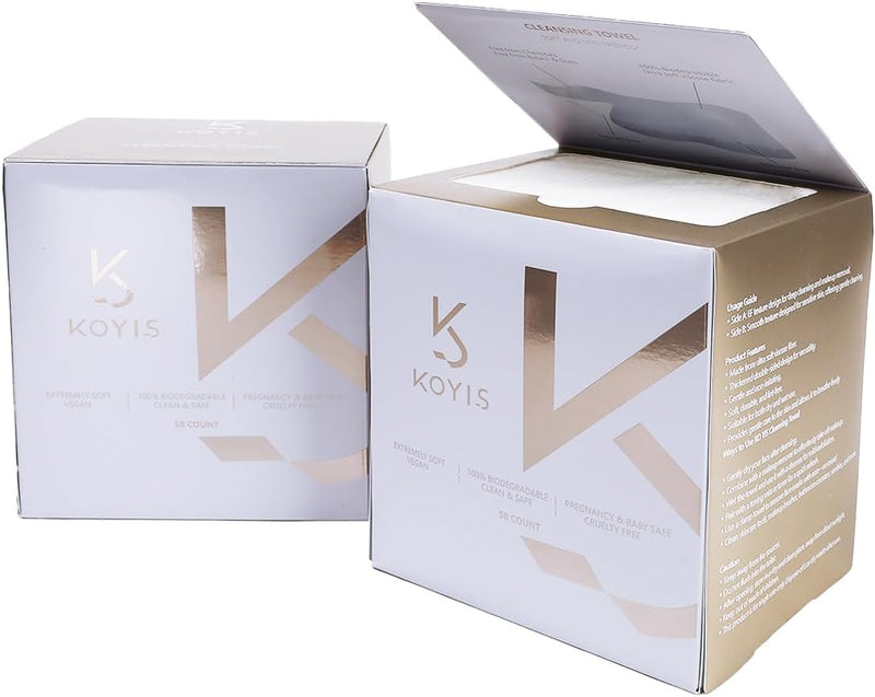 KOYIS Face Towels Disposable Biodegradable Dry Wipes for Sensitive Skin,Plant Long Fiber Facial Towels for Washing Face,Skincare and Makeup Remover,With Dust-proof Magnetic Cover,30x25 CM (58 Count)
