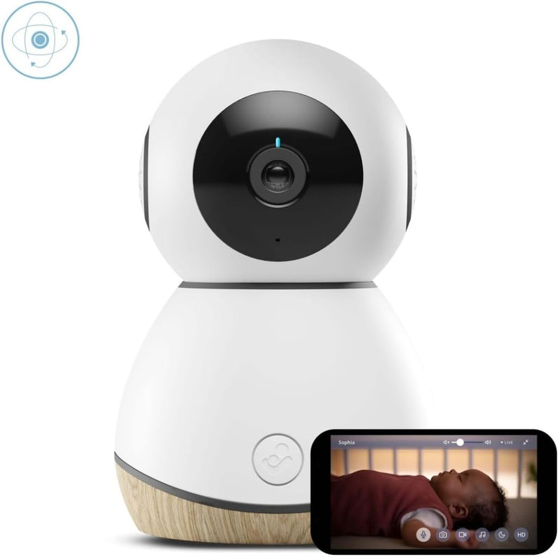 Maxi-Cosi See Baby Monitor, 24/7 Reassurance, Monitor with Camera (1080p HD) and Audio, Compatible with Alexa and Google Assistant, White Wood, 2 Year Warranty