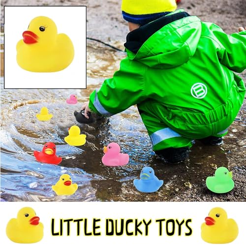 WEZCHUGHAOL 30 Pcs Rubber Ducks, Mini Bath Ducks Set, Colorful Mini Rubber Duckies for Kids, Float and Squeak Bath Duck Toys for Baby Showers, Classroom Incentives, Beach, Pool, Birthdays and Parties