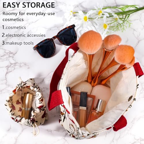 ZLFSRQ 3Pcs Checkered Makeup Bag for Women Large Cosmetic Bag Set Travel Toiletry Bag Makeup Pouch Bag for Purse Pink Zipper Storage Bag Organizer Cute Small Aesthetic Girls Car Essentials Bag