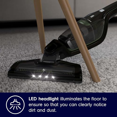 Electrolux 2 in 1 Cordless Handheld Stick Vacuum Cleaner with Powerful Suction, 30 Minutes Runtime, LED Headlight, Double Filtration, Self-Standing Upright Lightweight Vacuum, Best for Home, ZB3501EB