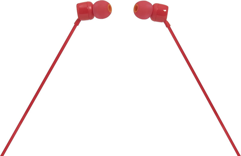 JBL Tune 110 Wired In-Ear Headphones, Deep and Powerful Pure Bass Sound, 1-Button Remote/Mic, Tangle-Free Flat Cable, Ultra Comfortable Fit - Black, JBLT110BLK