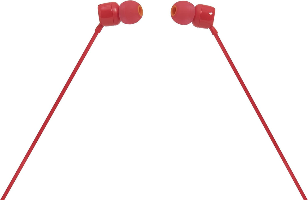 JBL Tune 110 Wired In-Ear Headphones, Deep and Powerful Pure Bass Sound, 1-Button Remote/Mic, Tangle-Free Flat Cable, Ultra Comfortable Fit - Black, JBLT110BLK