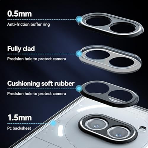 for Nothing Mobile Phone (2a) Protective Case, Hard PC Back Cover + Frosted Composite TPU Material, Airbag Protection, Slim Fit, Lightweight Transparent Leather Case, Shockproof, Anti-Slip (Black)