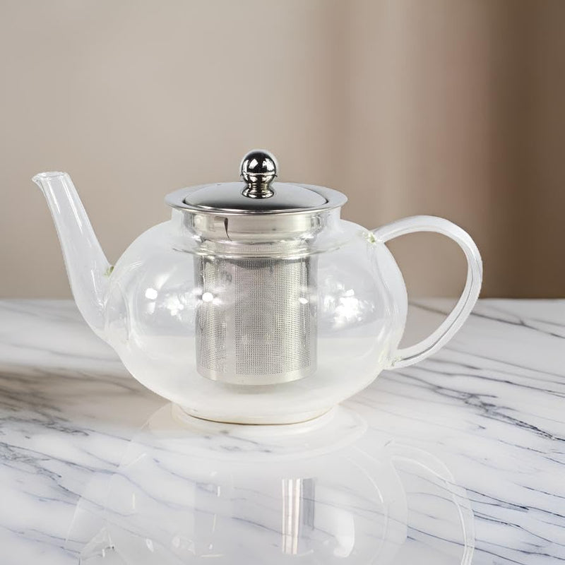 GOLDBEARUK Glass Teapot with Stainless Steel Infuser Large Size - Herbal Teapot 800ml