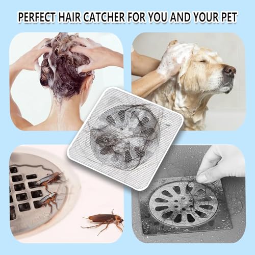 50 Disposable Shower Drain Mesh Stickers, Floor Drain Stickers, Sink Strainer Stickers, Hair Catcher, Hair Sewer Stickers for Bathroom, Laundry Room, Bathtub, Kitchen, Sink, and more.