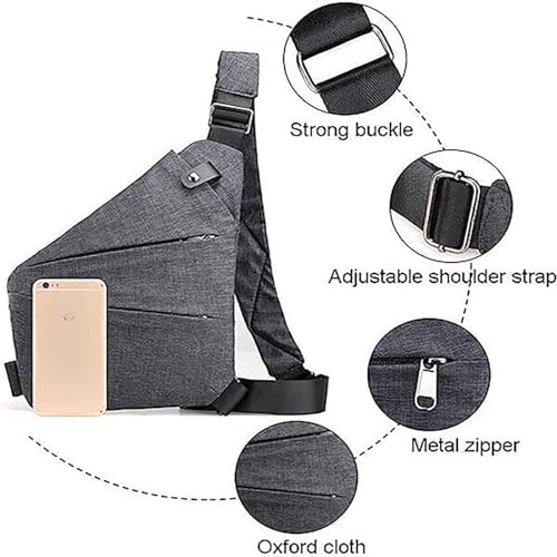 Crossbody Sling Bag, Body Chest Shoulder Bag for Men Women Casual Shoulder Backpack Bag, Anti-Theft Chest Casual Travel Daypack with Hidden Zipper, Slim Sling Bag for Men Women (Gray)