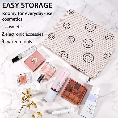 ZLFSRQ 3Pcs Checkered Makeup Bag for Women Large Cosmetic Bag Set Travel Toiletry Bag Makeup Pouch Bag for Purse Pink Zipper Storage Bag Organizer Cute Small Aesthetic Girls Car Essentials Bag