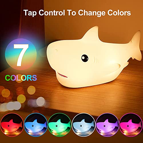 SYOSI Kids Night Light Lamp for Kids, Cute Shark Silicone Baby Night Light, Cute Nursery Light Silicone Animal Night Lamp for Baby Room Lights for Bedroom, Kawaii Gift for Kids Baby Boy