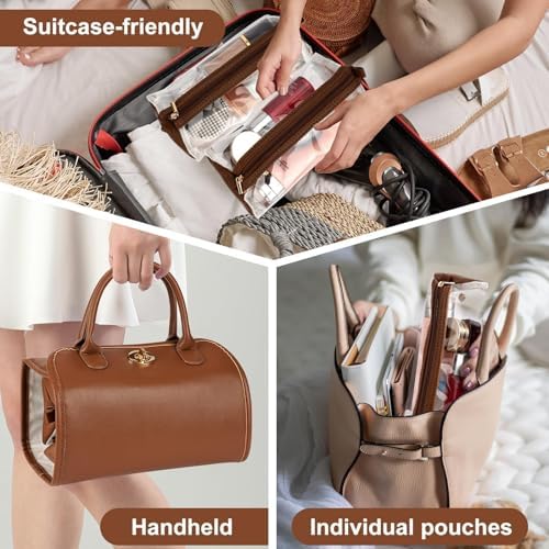Azonee Makeup Bag, Detachable Travel Cosmetic Bag For Women Portable Large Capacity Makeup Organizer Makeup Case Toiletry Bag Foldable and Waterproof Storage Bag (24x12x12cm)