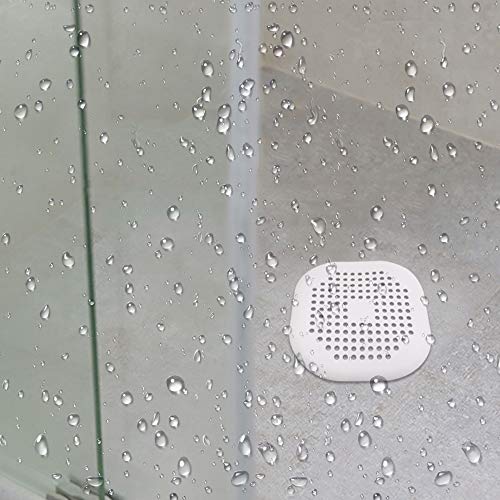 SENHAI 4 Pcs Silicone Drain Protector with Sucker, SENHAI Sink Strainer Shower Hair Catcher Bathtub Drain Cover for Kitchen Bathroom - White,Grey