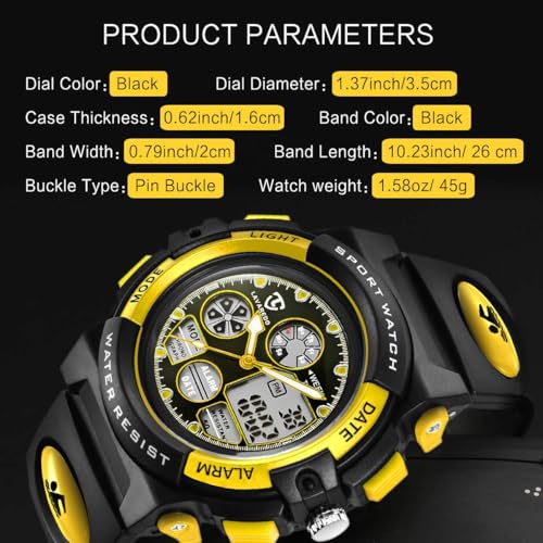 Kids Watch, Boys Watches Ages 5-15, Analog Digital Watch for Kids Watch Boys Girls, Kids Waterproof Watch with Alarm Clock Stopwatch Wrist Watch, Birthday Gifts and Christmas Gifts