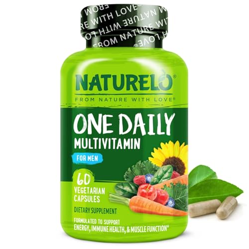 NATURELO One Daily Multivitamin for Men - with Vitamins & Minerals + Organic Whole Foods - Supplement to Boost Energy, General Health - Non-GMO - 60 Capsules - 2 Month Supply