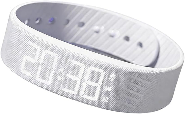 Alarm Clock Watch Bracelet, New Silent Vibration Wake-Up Wristband Vibration Alarm Reminder Watch, Quiet Vibration Alarm Clocks Bracelet Portable Alarm Clock with Adjustable Strap White