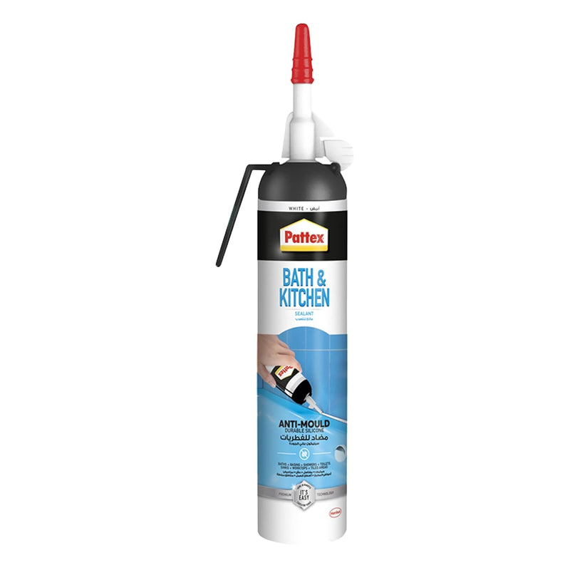 Pattex Sanitary Antimould White Pressure Pack, For Indoor Sealing, Ideal For Bathroom & Kitchen, Waterproof And Mould Resistant. Easy To Use Sealant,White, 1X200ml Pressure Pack,2751638