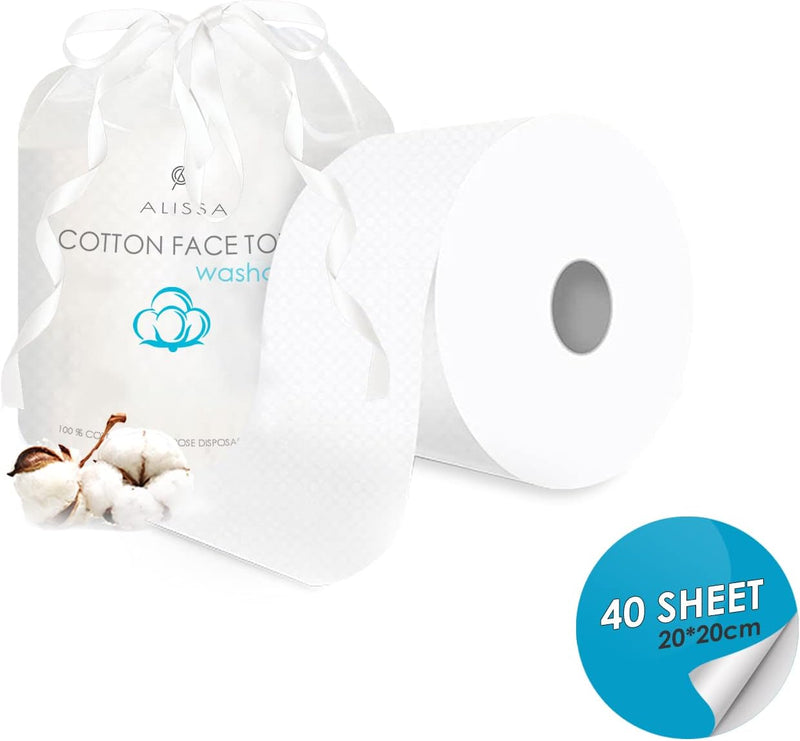 ALISSA Reusable Disposable Face Towel 100% Cotton Ultra Soft Extra Thick Facial Tissue Dry and Wet Use Wipes for Skin Care Makeup Removing Baby Care and Surface Cleaning (3 Packs)