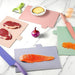 TERRIFI 4 Pcs Cutting Board Set with Stand, Color Coded Reversible Chopping Boards, Plastic Cutting Boards Compact,for Safer Food Prep, Prevent Cross-contamination, Eco-friendly Wheat Straw Fiber