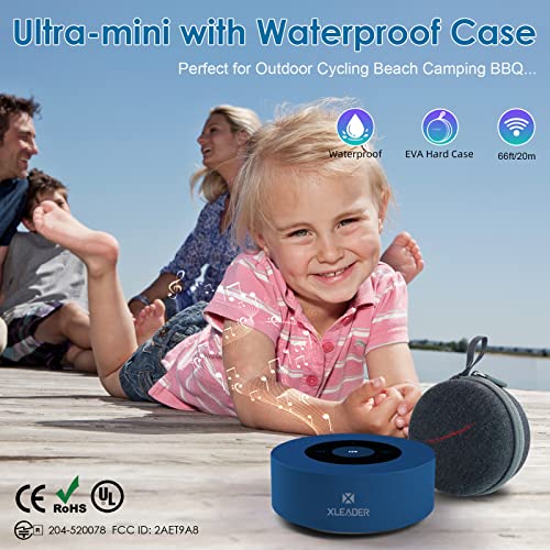 XLEADER Travel Case Packed, Upgraded, Bluetooth Speaker, LED Touch Design, Custom Bass Radiator, Mini Speaker, Mic/TF Card/Aux, HD Sound, 15H Playtime, for Shower Room Hiking Camping Gift, Sea Blue