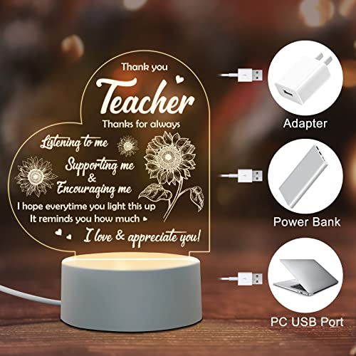 Afterprints Teacher Gifts - Engraved Night Light, Teacher Appreciation Gifts for Women on Teacher's Day Birthday Retirement Farewell Christmas, Thank You Gifts for Teachers from Student
