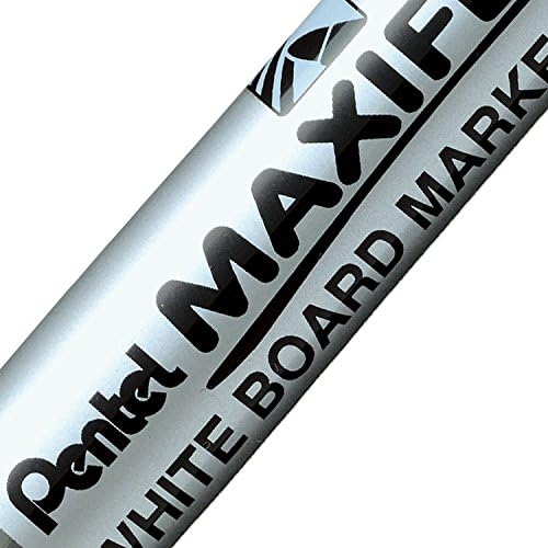 Pentel Maxiflo Whiteboard Marker, Fine bullet point, Red ink, (Pack of 12)