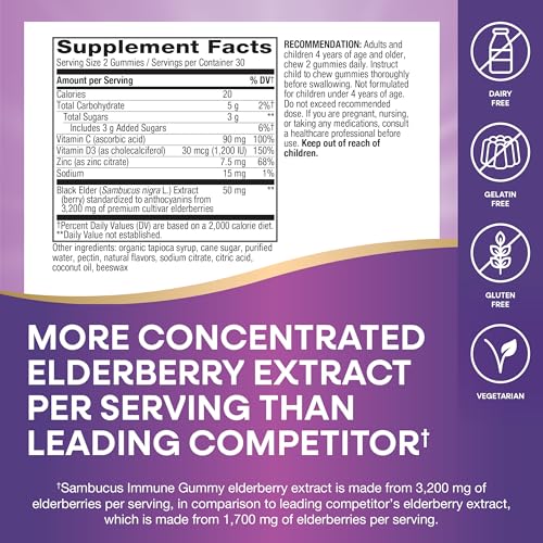 Nature'S Way SambucUS Elderberry Adult'S Immune Boost Gummies, 60 Gummies