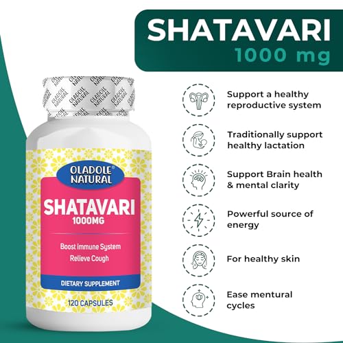 Oladole Natural Shatavari Supplement - 1000mg (120 Capsules) | Improve Hormonal Balance, Women's Reproductive Health, Immune & Inflammatory Support, Mental Clarity | Non-GMO, Gluten Free