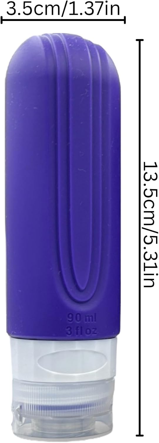 4 Silicone Travel Bottles for Toiletries with Labels & Clear Toiletry Bag TSA-Approved, Leak-Proof, for Shampoo, Lotion, Soap, Perfect for Traveling, Gym, Camping (90ml)