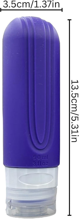 4 Silicone Travel Bottles for Toiletries with Labels & Clear Toiletry Bag TSA-Approved, Leak-Proof, for Shampoo, Lotion, Soap, Perfect for Traveling, Gym, Camping (90ml)
