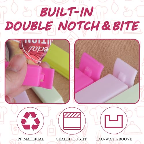 Zhtulck Bag Clips for Food Storage, 40 Pcs Food Bag Clips 2 Sizes & 4 Colours Food Clips Bag Reusable Plastic Clips Sealing Clips for Food Bags Freezer Bag Clips for nacks, Food, Sandwich