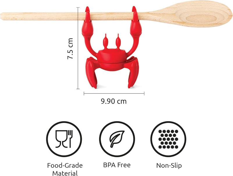 Red the Crab Silicone Utensil Rest, Kitchen Gifts, Silicone Spoon Rest for Stove Top, Heat-Resistant Kitchen and Grill Utensil Holder, Non-Slip Spoon Holder Stove Organizer, Steam Releaser