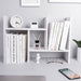 TKAS Desktop Organizer Bookshelf Office Storage Rack Adjustable Wood Display Shelf Home Decor Free Style Rotation Countertop Bookcase Office Supplies Desk Organizer Accessories (White)