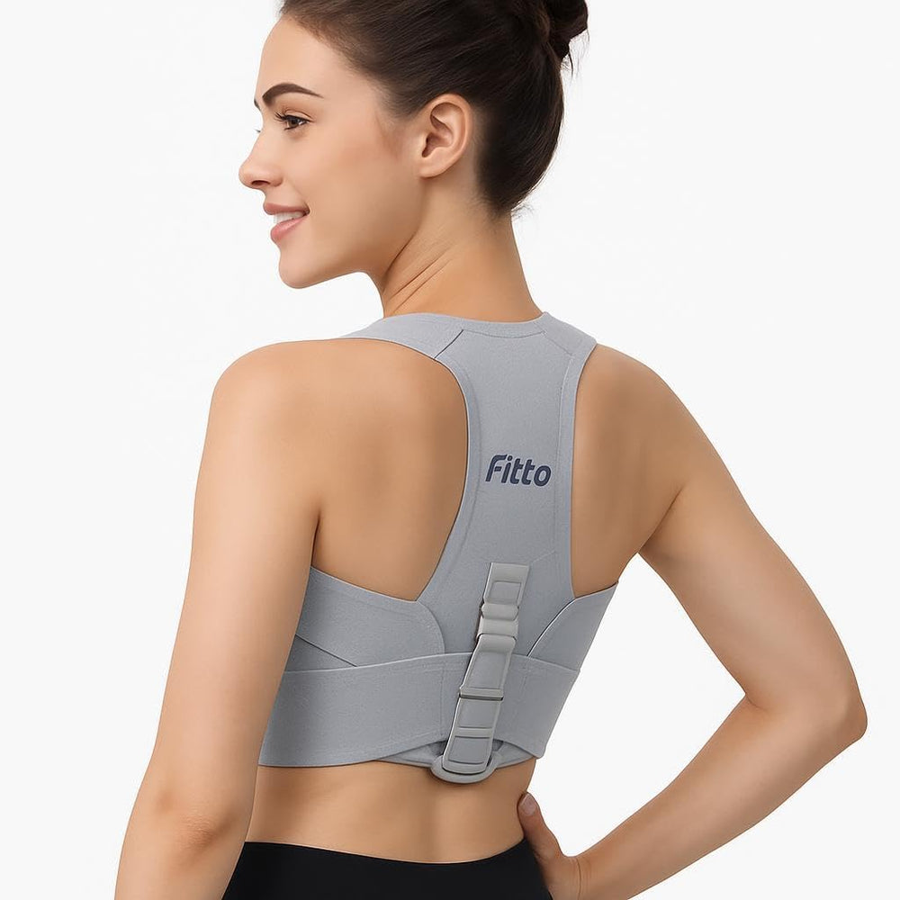 Fitto Thoracic Upper Back Brace for Women - Posture Corrector - Grey