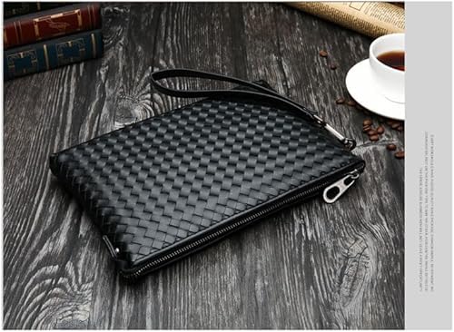 Men's Bag, Fashion Cowhide Clutch Bag, Rectangular Handbag, Unisex Business Bag (Black)