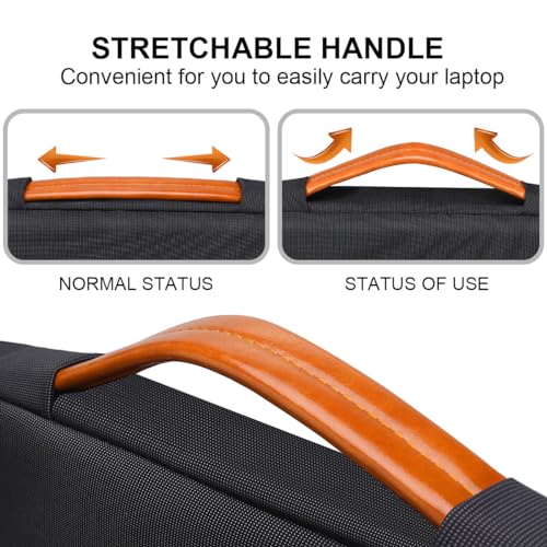 Lacdo 360° Protective Laptop Sleeve Case for MacBook Air/Pro, 13-13.3 inch Notebook, 14 inch New MacBook Pro M4/M3/M2/M1 Pro Max A3112 A3401 A3185 A2992 A2918 A2779 A2442 2024-2021 Computer Bag,Black