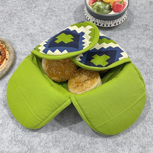 Swayam 100% Cotton Cloth Roti Cassrole | Hot Chapati Box | Bread Basket Washable with Chain | Roti Rumal
