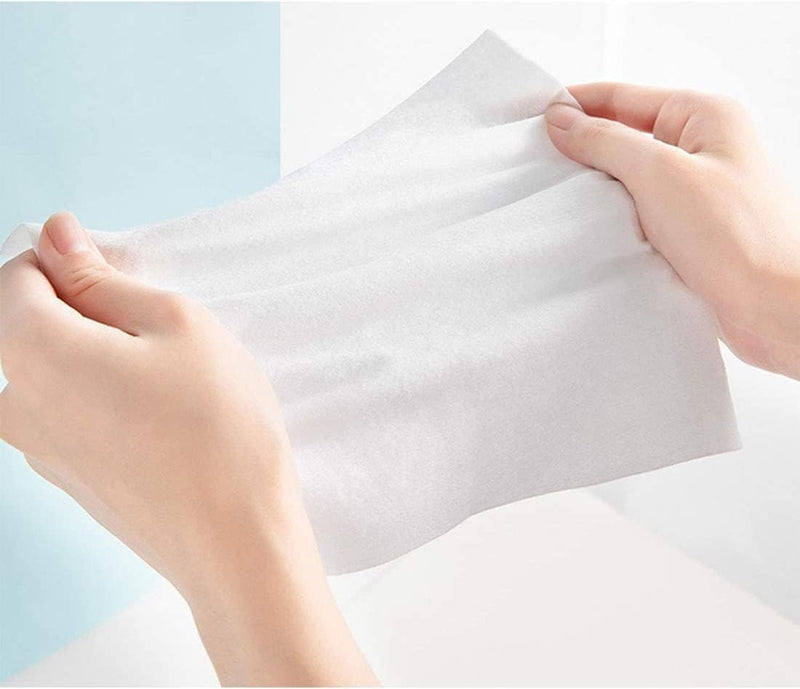 JEBBLAS Disposable Face Cleaning Towels Dry Soft Wipe Makeup Removing Cotton Tissue Wet and Dry Daul Use for Sensitive Skin, 60 Pcs/Bag, Total 120 Pcs