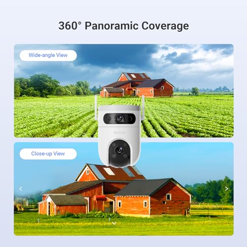 EZVIZ 2K+2K Outdoor Dual Lens 360° Pan Tilt WiFi Camera, Auto Smart Tracking, Human/Vehicle Shape Detection, Color Night Vision, Dual Wi-Fi Antennas, Two Way Talk, Up to 512 GB MicroSD Card (H9c 3MP)