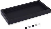 Small Silicone Bathroom Vanity Tray Rectangle Soap and Sponge Holder Kitchen Sink Organizer for Scrubber, Lotion Bottles, Perfume, Jewelry, Candle, Key Trinket Ring, Black - Black 20 x 10 x 1.8 cm