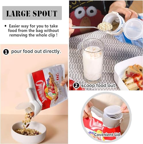SWIUKPHE Bag Clips for Food, Food Storage Sealing Clips with Pour Spouts, Kitchen Chip Bag Clips, Plastic Cap Sealer Clips, Great for Kitchen Food Storage and Organization