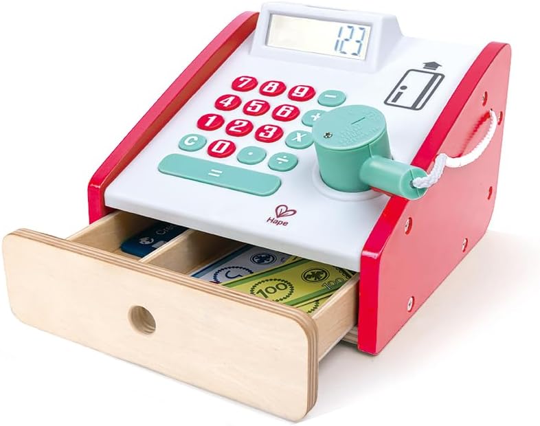 Hape Farmers Market Stall, Kitchen & Food Toys, Pretend Play for Kids Boys Girls, Wooden Toys, Non-Toxic Material, Mini Grocery Playset, Food Role Play, Accessories Included 62pcs, Ages 3Y+