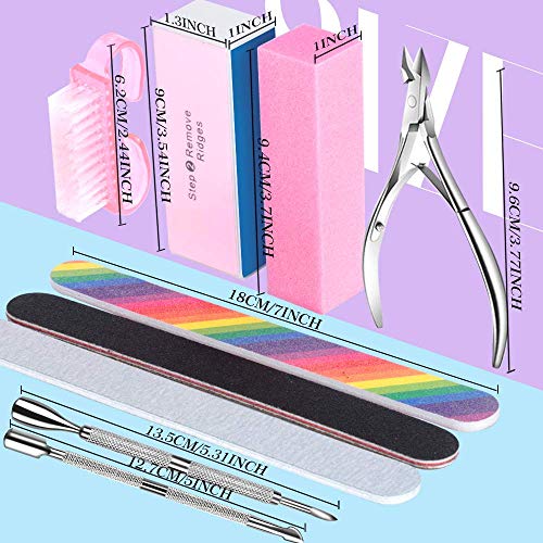 FLAFARY Nail File Kit-3Pcs Double Sided Nail File, Rectangular Nail Buffer, 4 Step Buffing Block, 3Pcs Cuticle Clipper & Pusher, and Nail Brush, Complete Nail Kit with Buffer