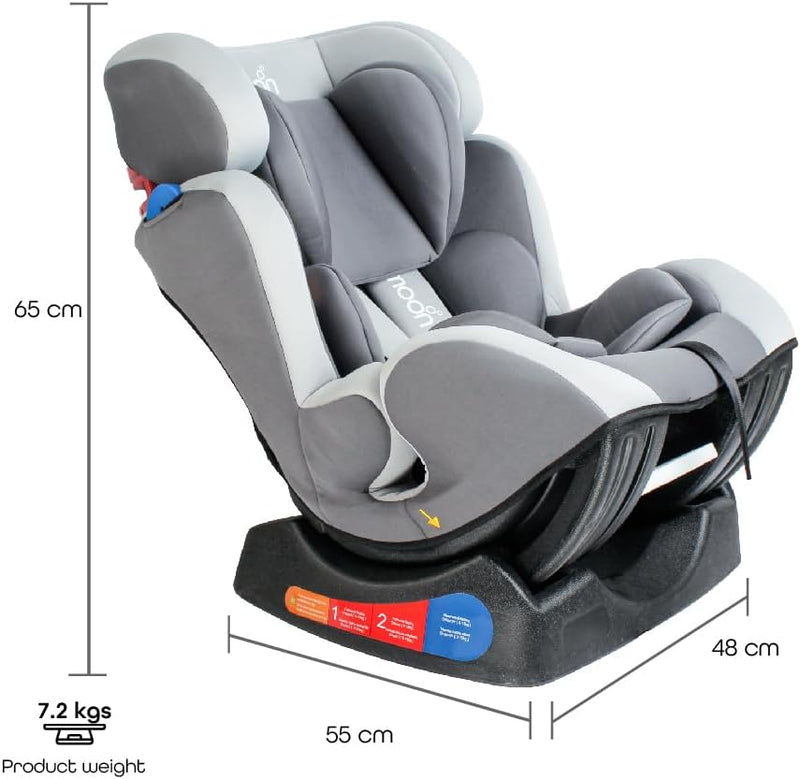 The Moon Brand Sumo Car Seat – Birth to 6yrs Baby Travel Gear – Convertible Rear & ForwardFacing Booster Seat – Reclining Car Seat for Group 012 – Child Comfort Car Accessories – Light Grey