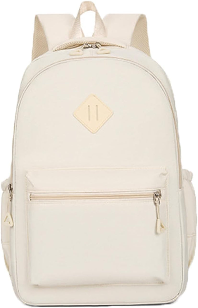 QUEENADA School Backpack Classic Casual Bookbag - Backpack for Women Men Water Resistant Backpack for teens boys,Business Work College bookbag book bag white, One Size
