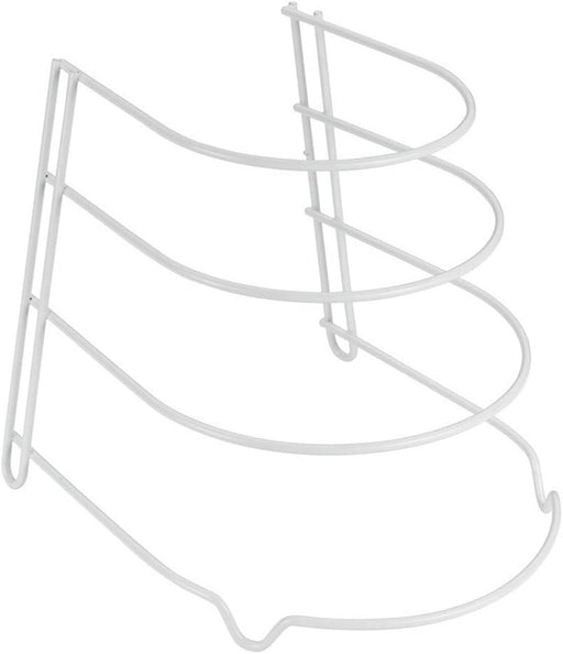 Metaltex Frypan Holder Sierra White 4-Seat Pan Organizer Countertop, Cabinet, or Drawer Storage Iron Wire Body with LDPE Coating